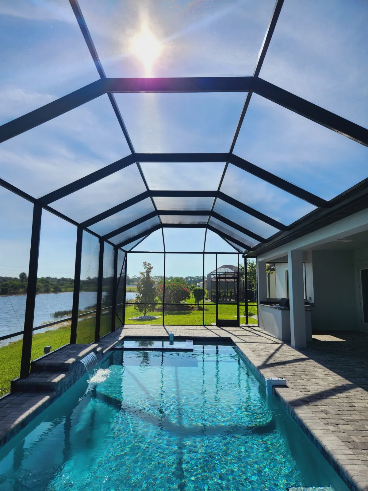Custom aluminum pool screen enclosure built by All Aluminum & Screening in Brevard County, FL
